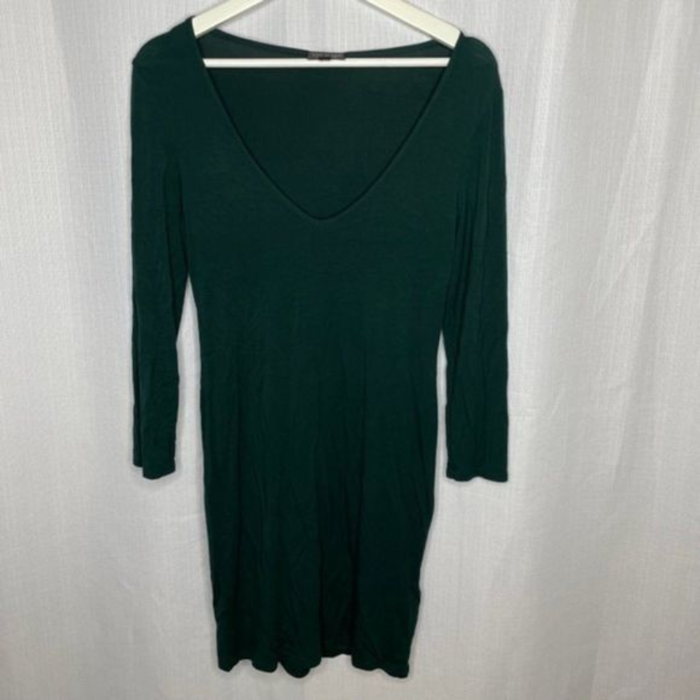 Topshop Dark Green V Neck T‎ Shirt Dress